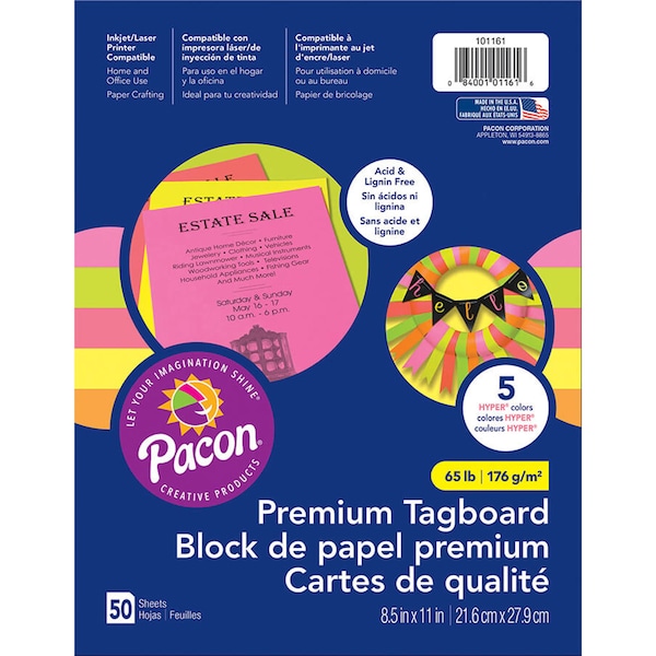 Hyper Premium Tagboard 5 Color Assortment, PK150
